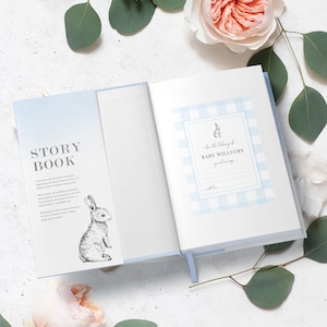 Ex-libris livre pour enfants, premier ex-libris de bibliothèque de bébé imprimable Vichy bleu, shower de bébé livre lapin, demande de livre de livres pour bébé
