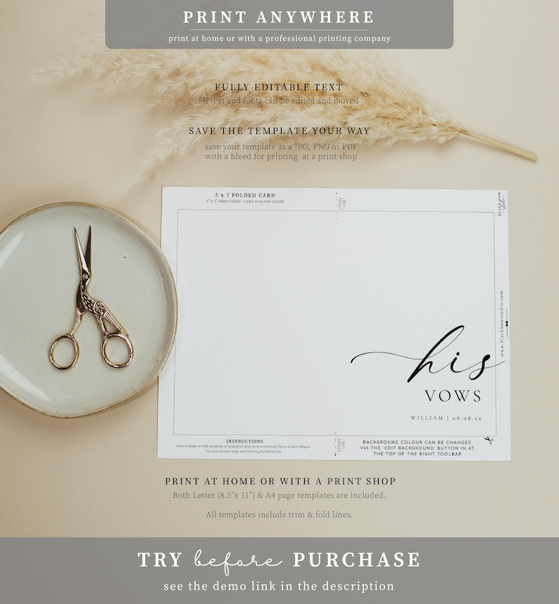 Printable His and Her Vow Books Bride and Groom Wedding Day - Etsy ...