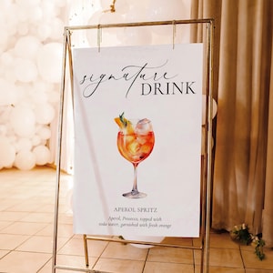 Signature Drink Menu Sign, Printable Wedding Signature Cocktail Sign, Minimalist Wedding, Cocktail Bar Cart Sign, Ellesmere