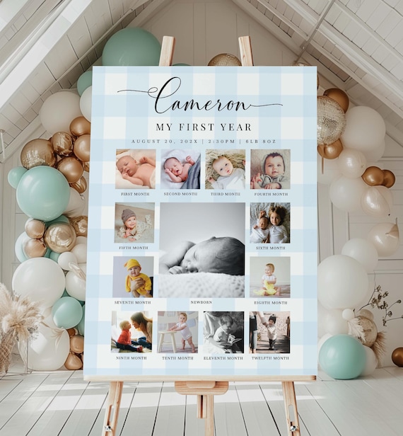 Baby 1st Birthday Photo Banner – 1-12 Month Milestone Bunting Garland, Kraft Paper Banner For Party Decor - View #6