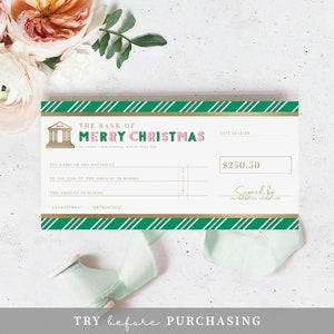 Christmas Cheque Template Fake Bank Cheque Gift Voucher - Etsy Australia