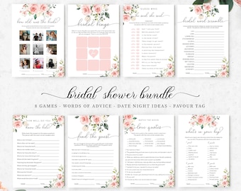 Floral Bridal Shower Games Bundle Pack - Editable Instant Download - Printable Hen's Party Games - Fun Bridal Shower Activities - Darcy