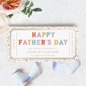 Father&#39;s Day Custom Gift Voucher Template, Printable Gift Certificate For Dad, Last Minute Printable Father&#39;s Day Gift Coupon, Multi Dot