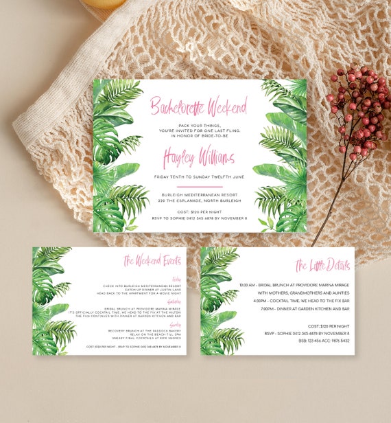 Printable Bachelorette Weekend Invitation Weekend Itinerary | Etsy