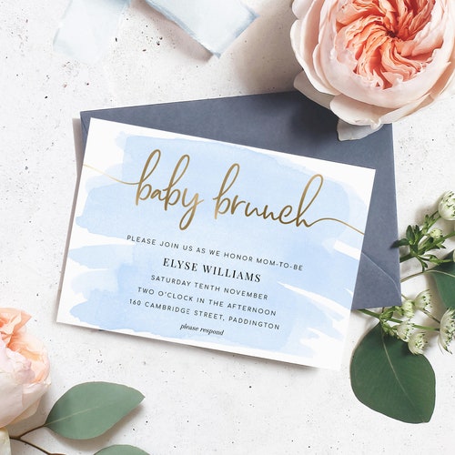 Baby Boy Shower Brunch Invitation Printable Greenery Etsy