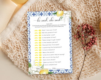 Mediterranes Brautduschen Spiel - He Said She Said, The Med Lemons