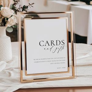 Bord Kaarten en cadeaus, minimalistisch tafelbord huwelijkscadeau, bord afdrukbaar huwelijkscadeaus, modern bord met kaarten en cadeaus babyshower, Ellesmere
