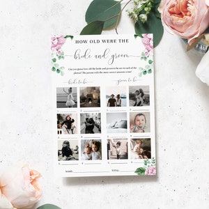 Pink Hydrangea Bridal Shower Game: Guess the Age Photo (Digital Download)