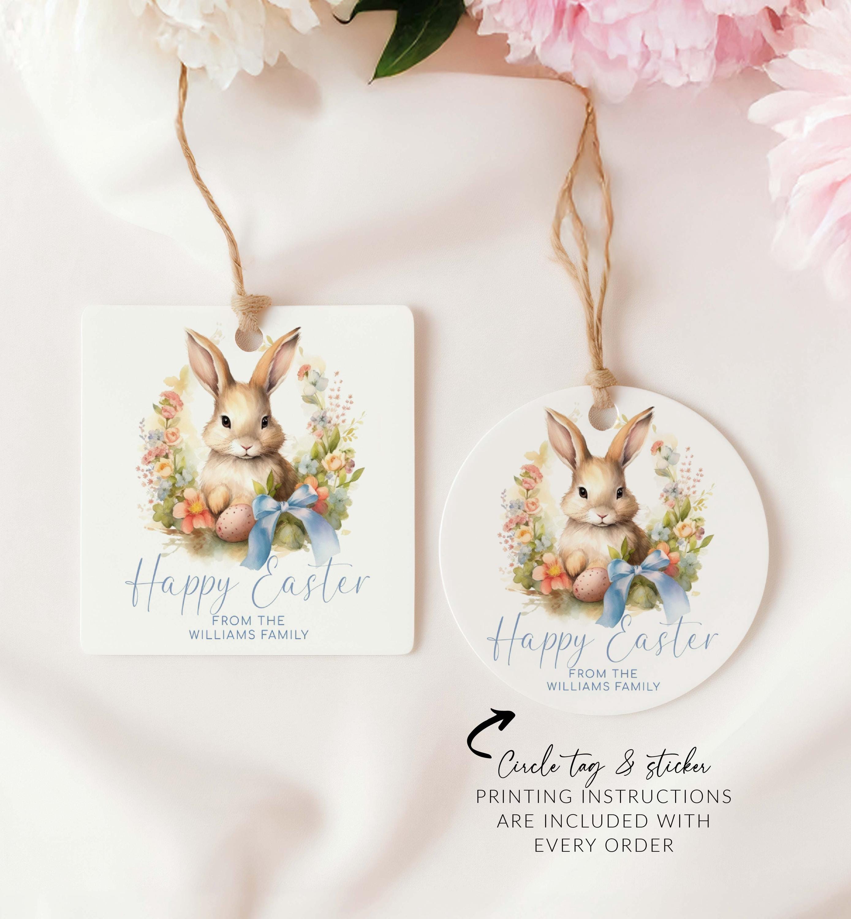 Easter Note Tag Easter Happy Easter Tag Template, Printable Easter Bunny Gift Tag ...