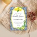 Bridal Shower Editable Invitation Template Positano Blue Tile - Hens Party Invitation - Tropical Lemons - Bachelorette Party - DIY Invite 