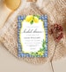 Bridal Shower Editable Invitation Template Positano Blue Tile - Hens Party Invitation - Tropical Lemons - Bachelorette Party - DIY Invite 
