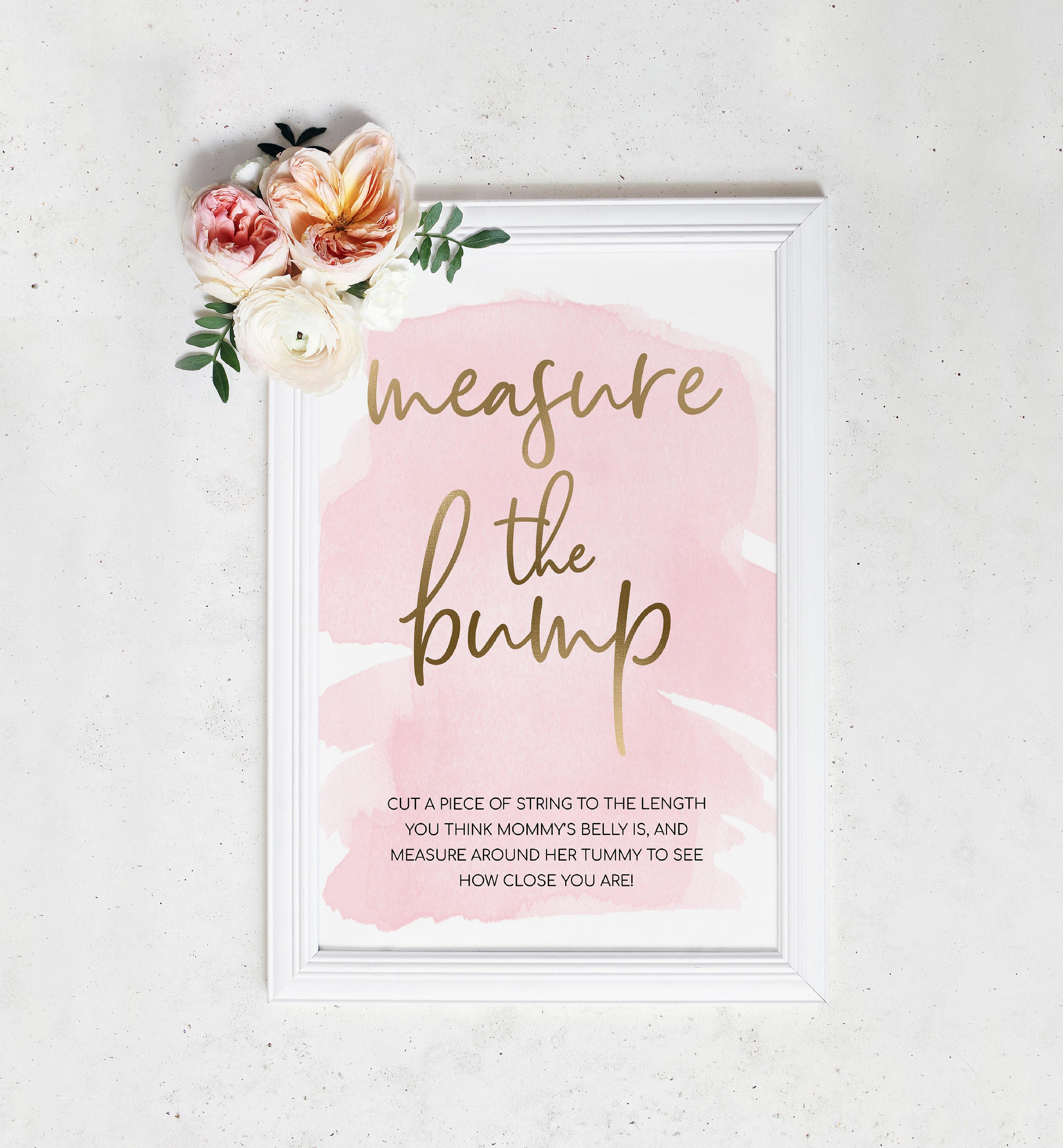 Measure The Bump Game Sign And Cards Pink Watercolour Etsy Canada