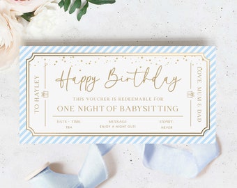 Printable Babysitting Gift Voucher: Paintly Stripe Design (DIY Template)