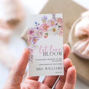 Printable Floral Flower Bar Sign and Favor Tag, Bridal Shower Bouquet Station Sign, Wildflower Bouquet Favor Sign and Favor Tag, Eloise