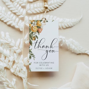 Printable Thank You Favor Tag, Italian Oranges Bridal Shower Favors, Wedding Favor Tag, Baby Shower Favor Tag, Citrus Fruit, Clementine