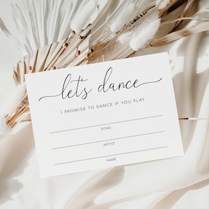 Afdrukbare kaart met verzoek om bruiloftslied, Let's Dance, DJ Request, Details kaartsjabloon, Instant Download, Afdrukbare bijlagekaart, Quinn