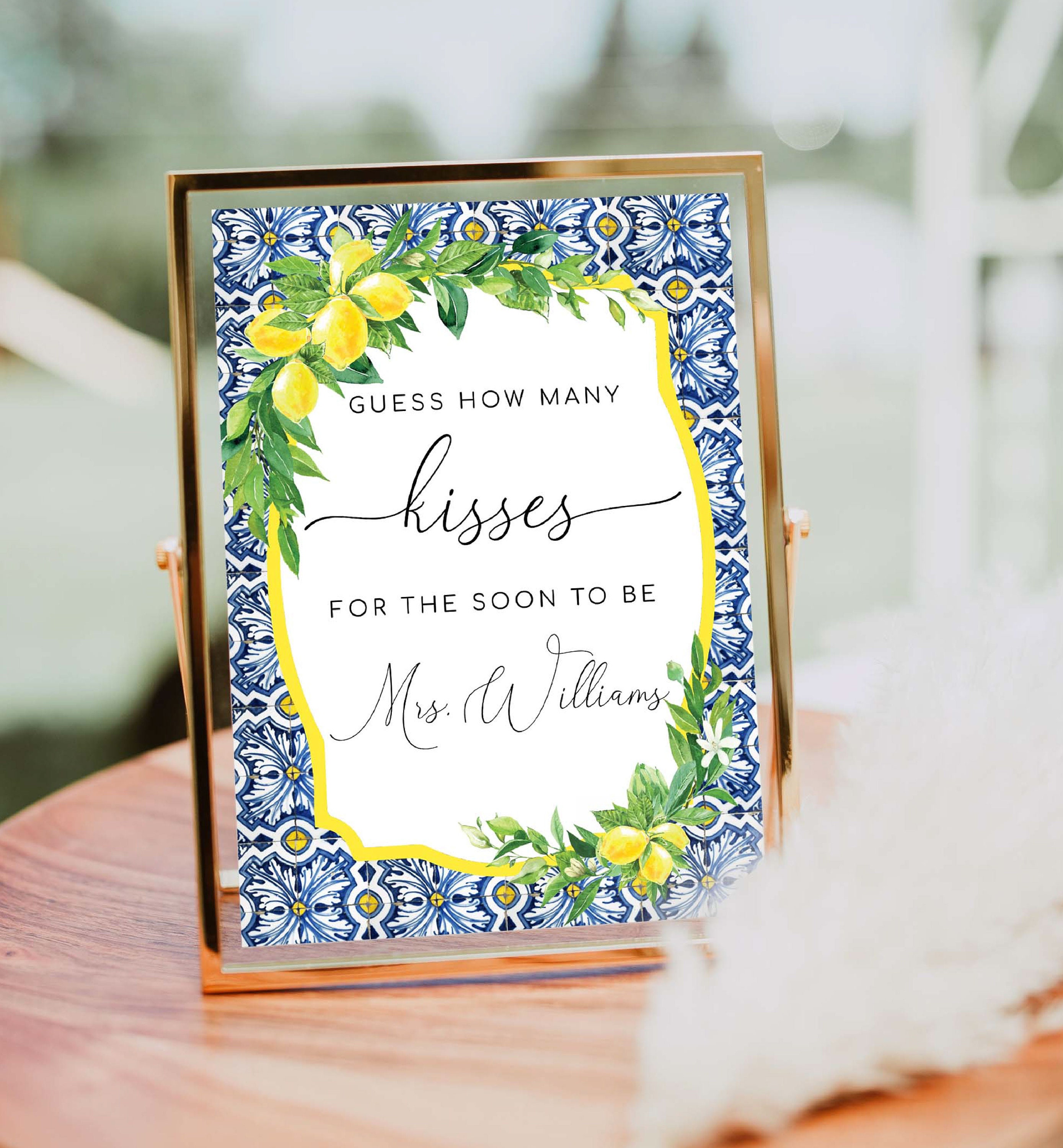Quess How Many Sign Guess How Many Kisses Card and Sign Bundle - Positano Blue Tile Lemons ...