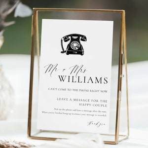 Printable Voicemail Audio Guestbook Sign, Minimalist Wedding Guestbook Sign, Audio Booth Sign, Phone Message Guest Book Sign, Ellesmere