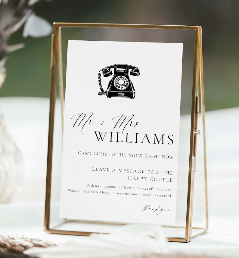 Printable Voicemail Audio Guestbook Sign, Minimalist Wedding Guestbook Sign, Audio Booth Sign, Phone Message Guest Book Sign, Ellesmere