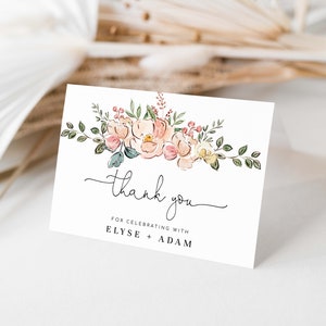 Gefaltete und flache Dankeskarte, druckbare Vintage Blumen-Babypartygeschenke, Brautparty-Dankesschöne, Hochzeit-Dankeskarte, Straßburg