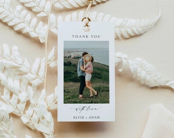 Photo Thank You Favor Tag Template, Minimalist Photo Wedding Favor Label, Printable Bridal Shower Favor Tag, Ellesmere