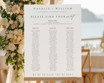Printable Wedding Table Plan Template, Minimalist Wedding Banquet Long Tables Seating Chart Template, Wedding Seating Plan Poster, Ellesmere