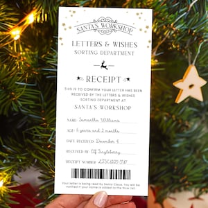 Printable Letter To Santa Receipt, Santa's Nice List Receipt, Letter From Santa's Workshop, North Pole Mail, Christmas Eve Box Santa Letter