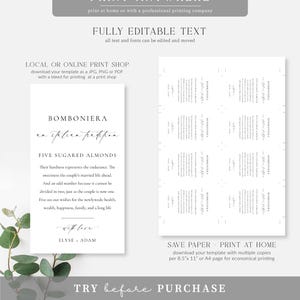 An Italian Tradition Favor Tag, Printable Five Sugared Almonds Tag ...