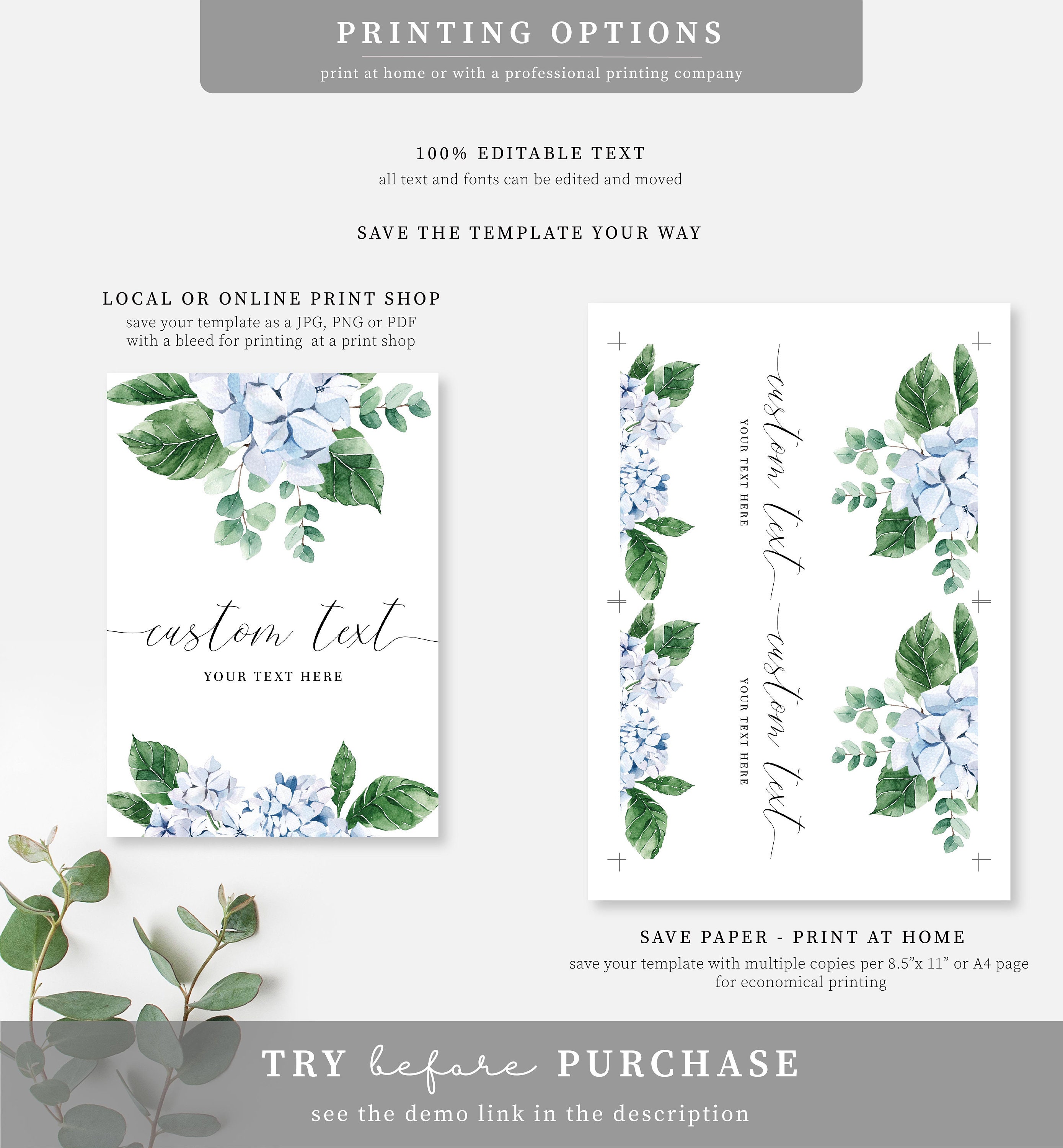 Editable Custom Text Sign Blue Hydrangea Boy Baby Shower - Etsy Hong Kong