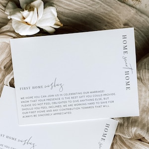 Tarjeta imprimible para felicitar tu primera casa, fondo para una casa nueva, inserto minimalista y moderno para un pozo de los deseos de boda, tarjeta editable para felicitar tu nueva casa, Estelle