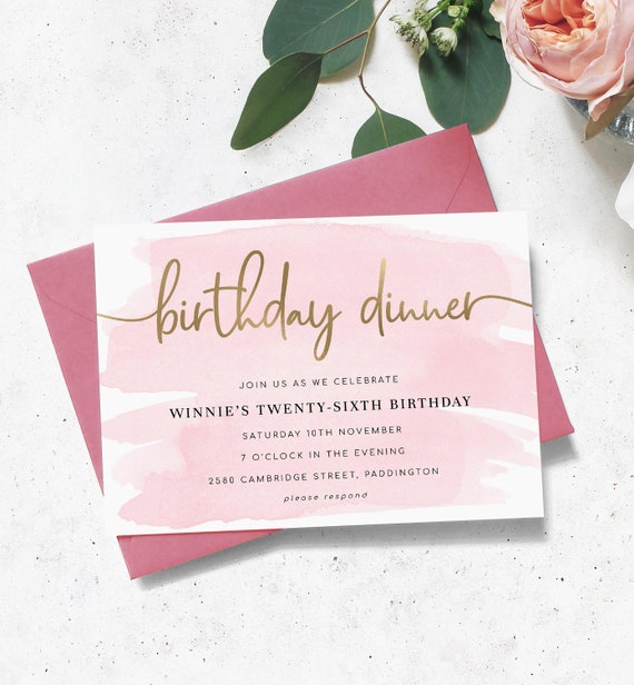 Birthday Dinner Party Invitation Printable Editable Corjl Etsy