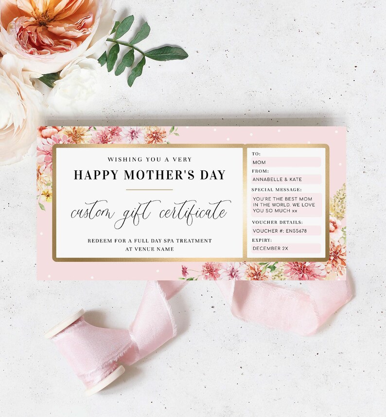 Happy Mother's Day Gift Voucher Fully Custom Printable Etsy