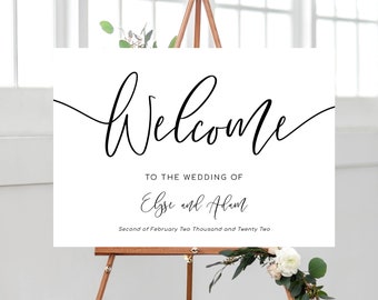 Modern Minimal Wedding Welcome Sign - Printable Editable Welcome Sign - Instant Download - Wedding Poster - DIY Wedding - Lucas Script