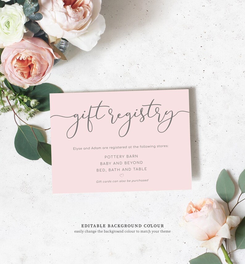 Printable Gift Registry Card Minimalist Wedding Registry - Etsy