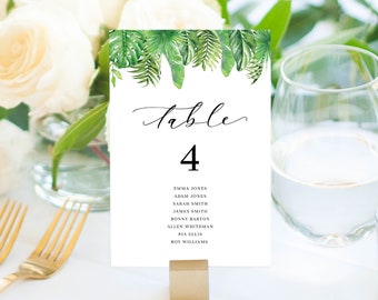 Tropical Table Numbers Printed 5x7 Table Numbers 4x6 Table - Etsy