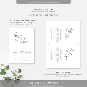 Modern Minimal Wedding Invitation Suite Printable Editable Wedding Invitation Template RSVP Postcard DIY Wedding Gigi Script image 8