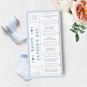 Vatertag Coupons Geschenkgutschein, vollständig individuell druckbare Liebescoupons Geschenk für Papa Geschenk, individueller Geschenkgutschein, Papas Tagesgeschenk, Streifen