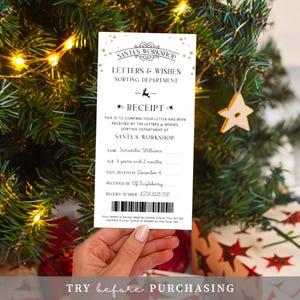 Printable Letter To Santa Receipt, Santa's Nice List Receipt, Letter From Santa's Workshop, North Pole Mail, Christmas Eve Box Santa Letter