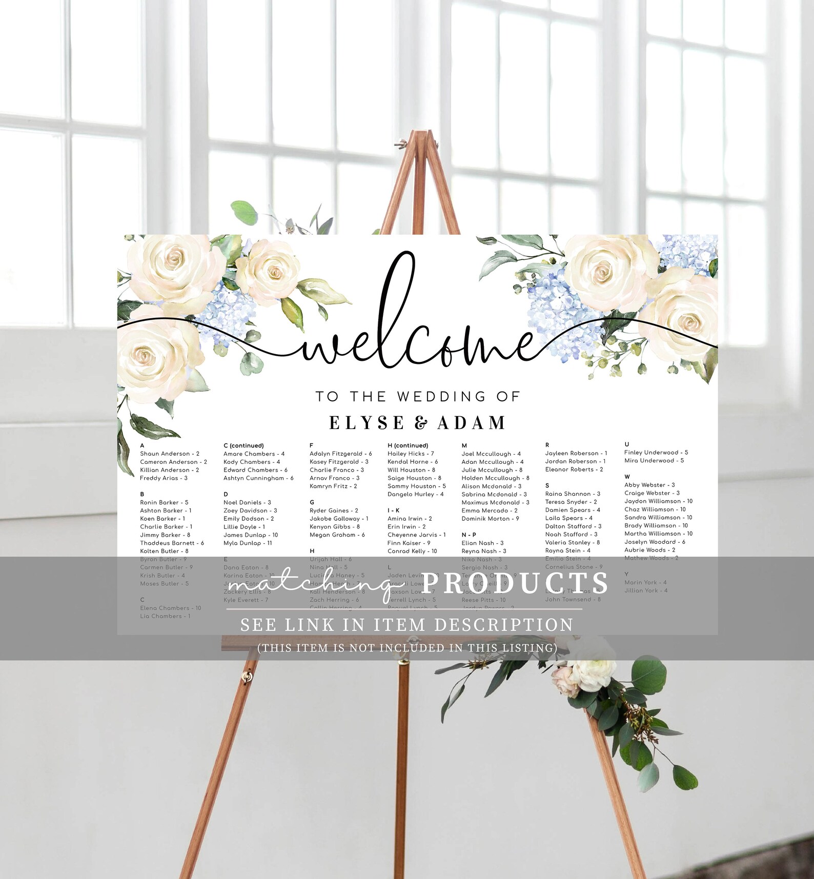 White Rose Wedding Table Number Printable Template, Editable Guest ...