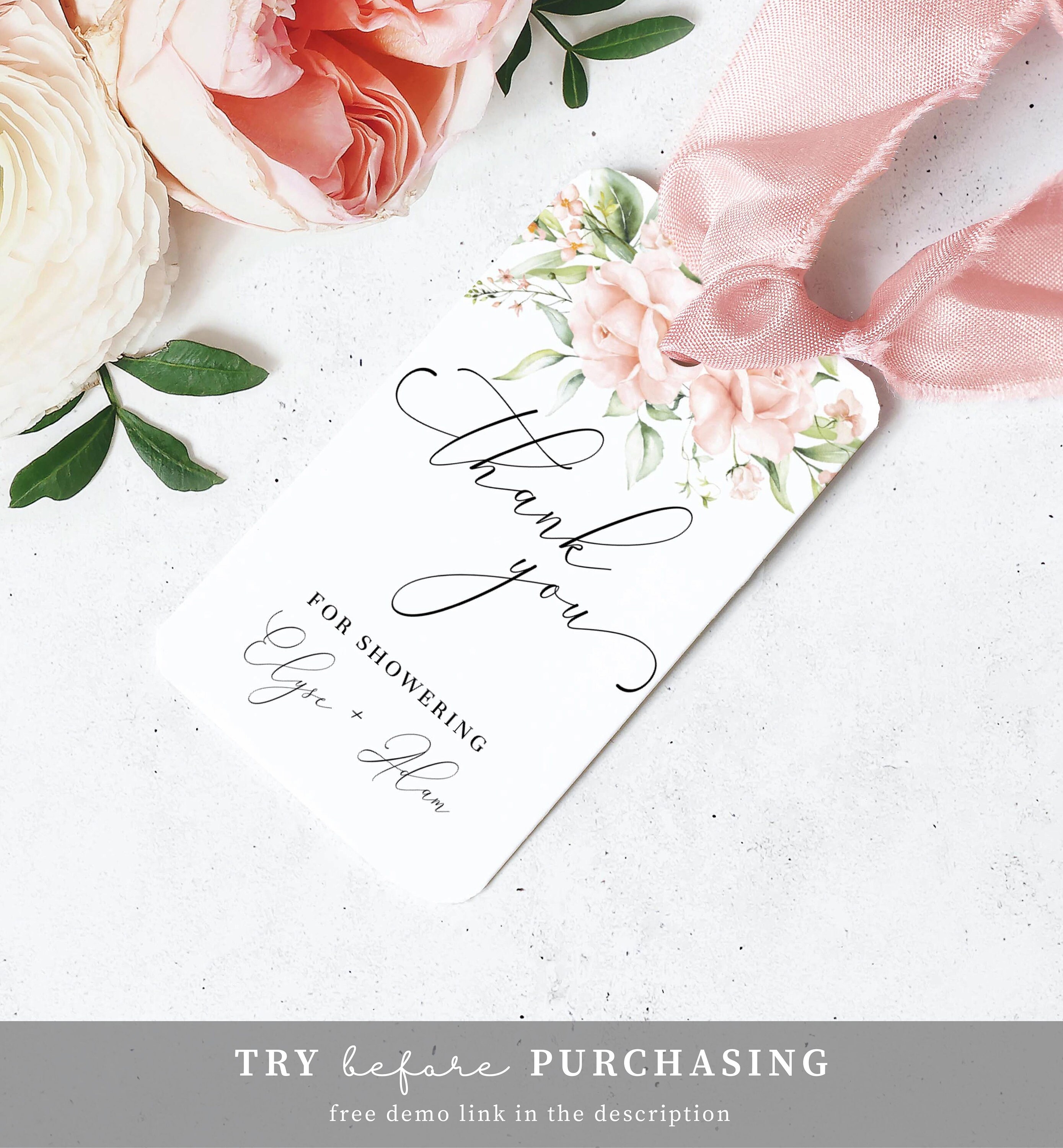 Thank You Favor Tag Editable Wedding Favour Tag Bridal - Etsy