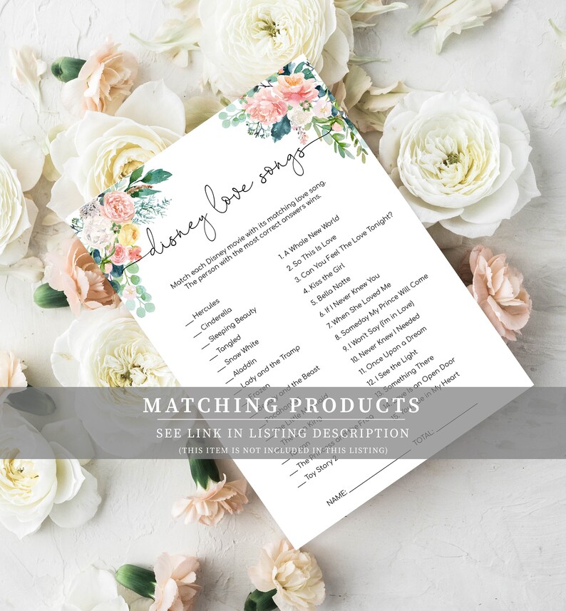 Literary Couples Game, Bridal Shower, Book Theme (Printable), Afternoon Blooms image 8