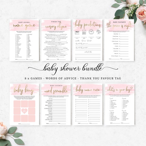 Dots Baby Shower Games Printable Pack Pink Gold Baby Shower - Etsy