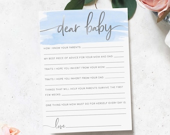 Aquarell Liebes Baby Spiel Silber, Blau, Junge Babyparty (Printable)