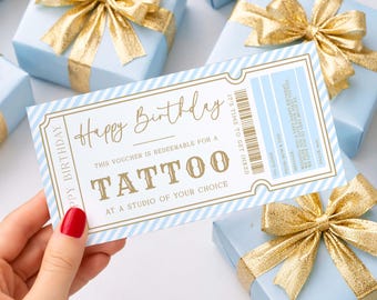 Printable Tattoo Gift Voucher Template, Editable Birthday Present (Digital Download)
