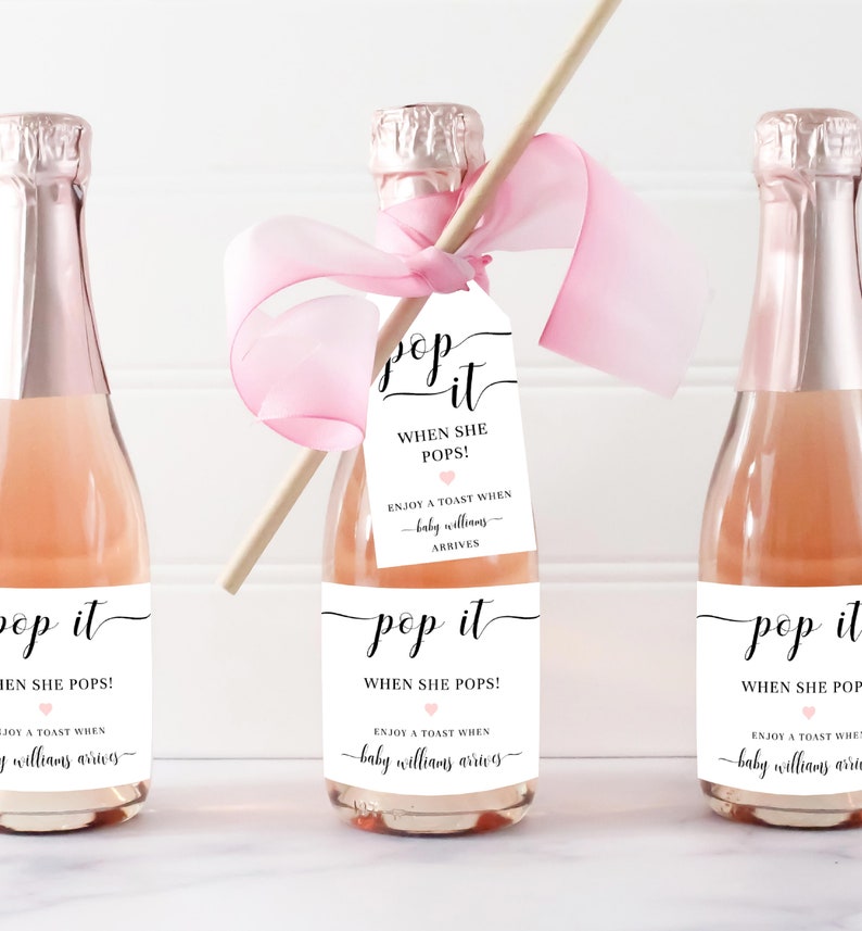 Pop It When She Pops Tag Template Printable Baby Shower Mini - Etsy
