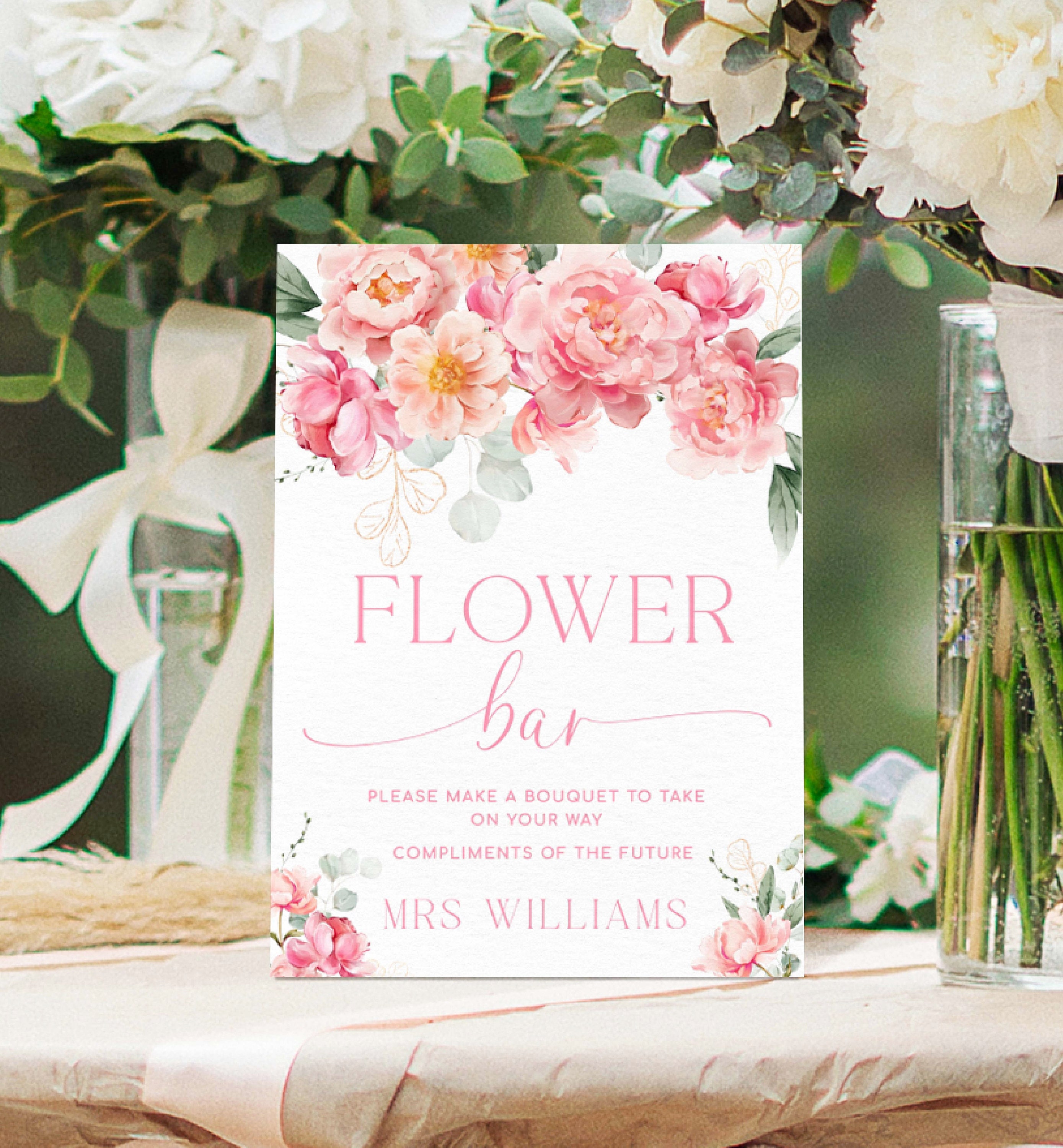 Flower Inn Sign Printable Flower Bar Sign, Bouquet Bar Sign, Bridal Shower Bouquet ...