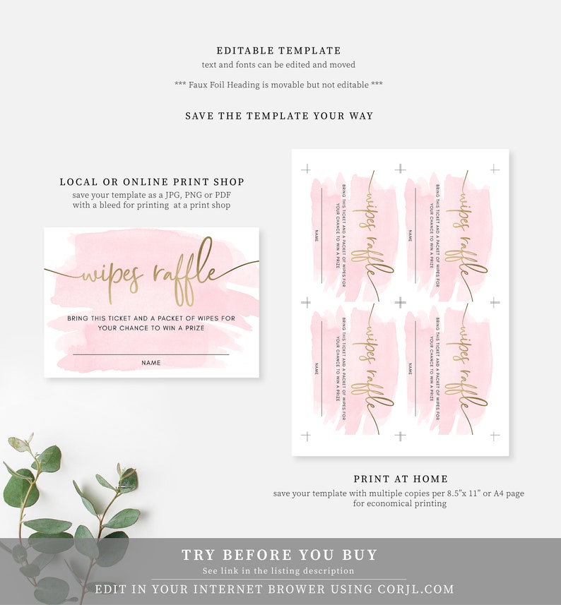 wipes raffle ticket and sign bundle gold foil baby shower etsy