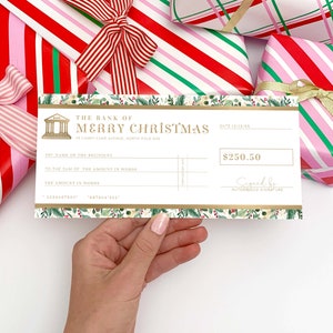 Christmas Cheque Template, Fake Bank Cheque Gift Voucher, Custom ...
