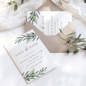 Italienische Olivenzweig Hochzeit Save The Date Vorlage, Olivenhain Hochzeit, Hochzeit Save The Date Vorlage, Olivenhain