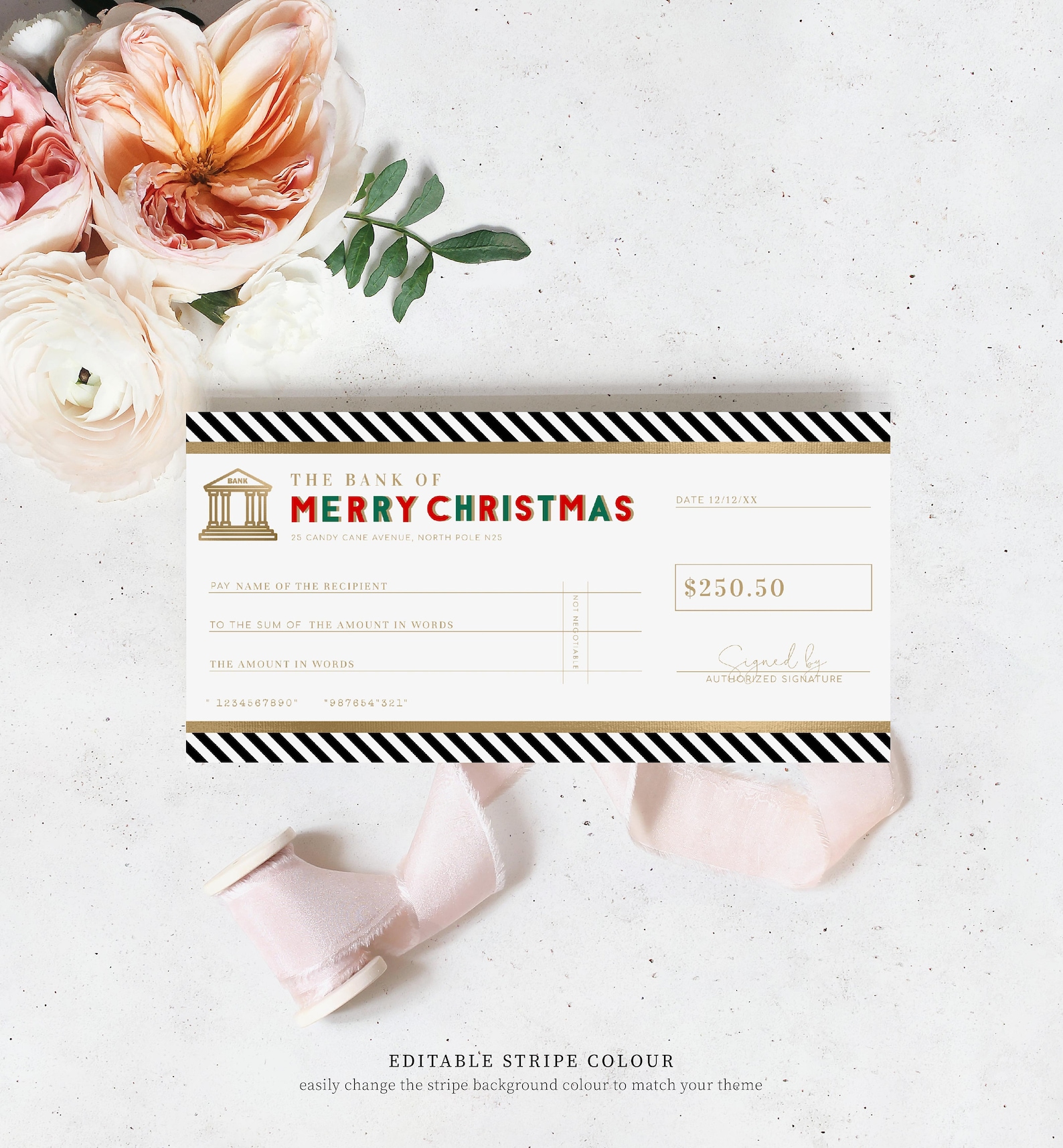 Christmas Cheque Template Fake Bank Cheque Gift Voucher - Etsy Australia